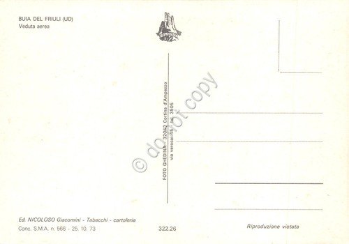 Cartolina Buia del Friuli panorama aereo città