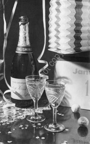 Cartolina Buon Anno da Budapest bicchieri Champagne 1971 | Immagine principale