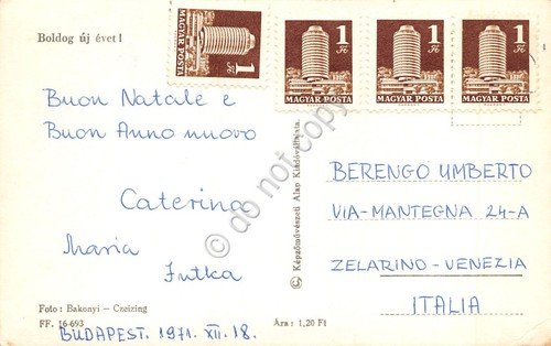 Cartolina Buon Anno da Budapest bicchieri Champagne 1971 | Immagine Gallery 2