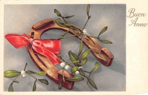 Cartolina Buon Anno illustrata Vischio ferro di cavallo nr 322 …