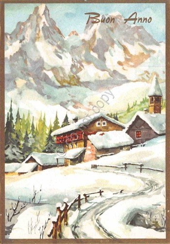 Cartolina Buon Anno lotto di 6 cartoline illustrate bordo paesaggi …