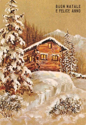 Cartolina Buon Natale e felice Anno Nuovo casa di montagna …