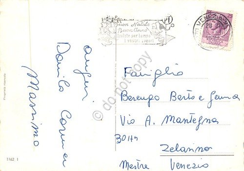 Cartolina Buon Natale presepe bordo oro anni '50