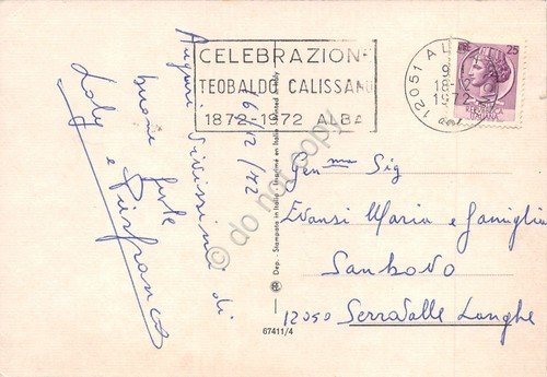 Cartolina Buon Natale timbro a targhetta Celebrazione Teobaldo Calissano Alba … | Immagine principale