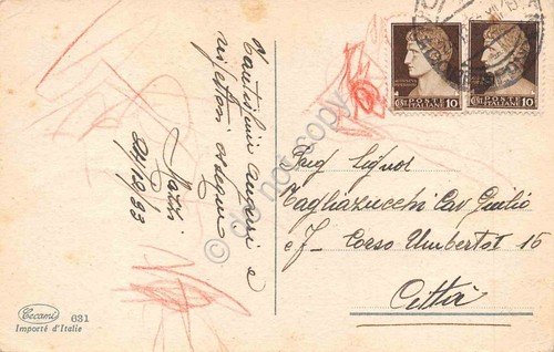 Cartolina Buone Feste bambini neve bordo oro 1933 | Immagine Gallery 2