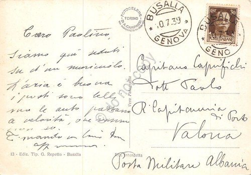 Cartolina Busalla i Villini panorama 1939