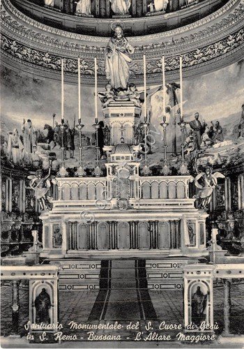 Cartolina Bussana Santuario Del S. Cuore di Gesù Altare Maggiore1968