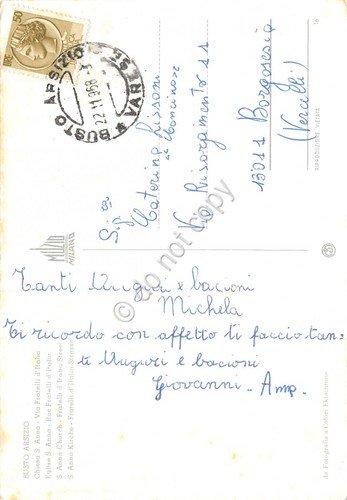 Cartolina Busto Arsizio Chiesa S. Anna Via Fratelli d' Italia …