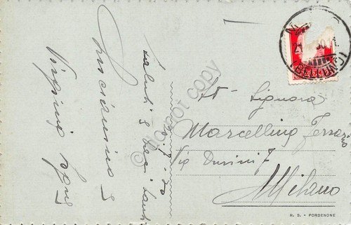 Cartolina Cadore panorama poesia Prina Crocefisso 1930