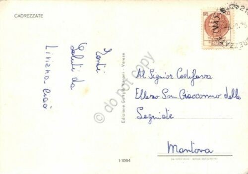 Cartolina Cadrezzate vedute parrocchia interno panorama lago 1976