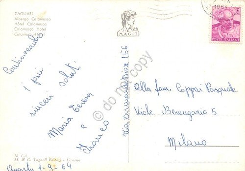 Cartolina Cagliari Albergo Calamosca 1964 | Immagine Gallery 2