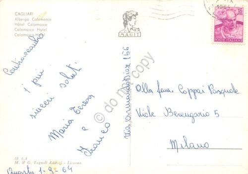 Cartolina Cagliari Albergo Calamosca 1964