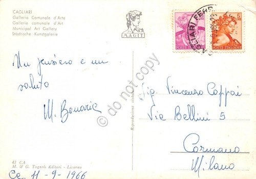 Cartolina Cagliari Galleria Comunale d ' Arte 1966 | Immagine Gallery 2