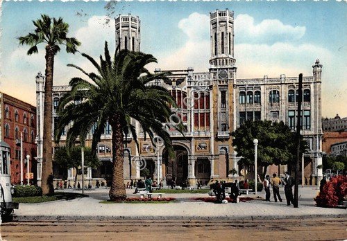 Cartolina Cagliari Giardini Palazzo Municipale Timbro Comando Militare 1957 | Immagine principale