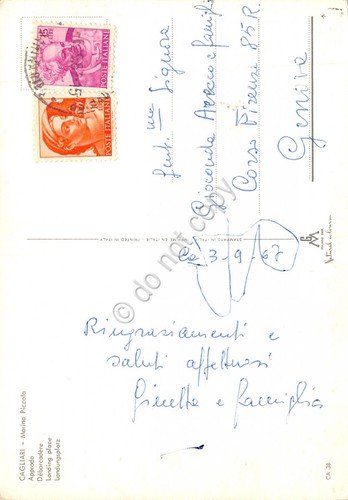 Cartolina Cagliari Marina piccola Approdo 1967