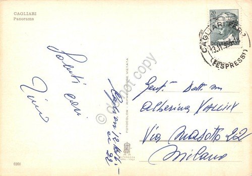 Cartolina Cagliari panorama 1956 | Immagine Gallery 2