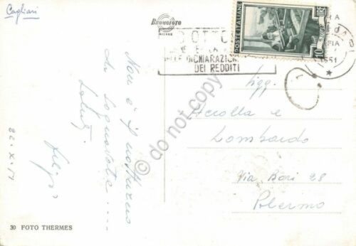 Cartolina Cagliari Panorama dal mare notturno 1951 | Immagine Gallery 2