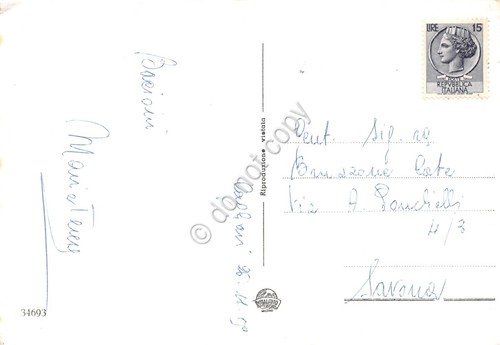 Cartolina Cagliari Piazza Yenne auto animata Banco di Roma 1959