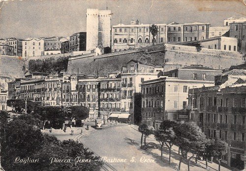 Cartolina Cagliari Piazza Yenne Bastione Santa Croce 1953 | Immagine principale