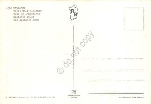 Cartolina Cagliari Torre dell'Elefante