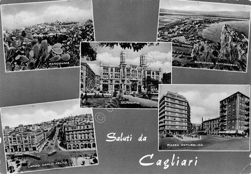 Cartolina Cagliari vedute 1960 timbro non sorpassate in curva segnata | Immagine principale