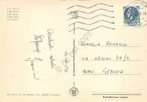 Cartolina Calabria La Sila Lago Arvo 1978 (Cosenza) | Immagine Gallery 2