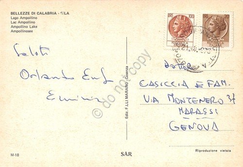 Cartolina Calabria Sila Lago Ampollino