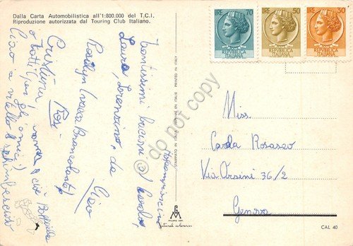 Cartolina Calabria vedute su mappa stradale Caminia Soverato Crotone