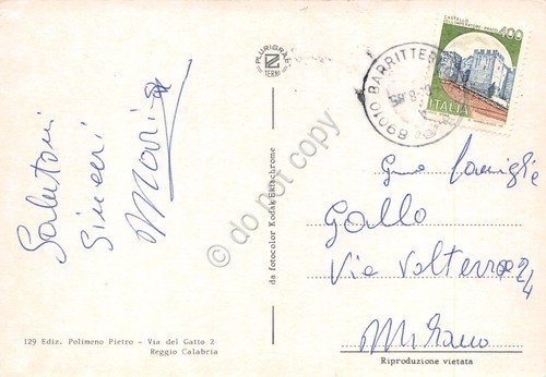 Cartolina Calabria vedute varie spiaggia e panorama 1985