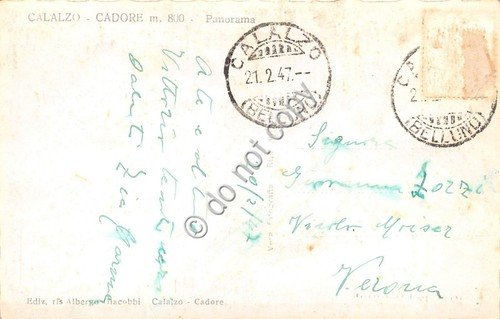 Cartolina Calalzo Cadore panorama 1947
