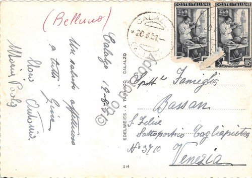 Cartolina Calalzo panorama con lago e Monte Tudaio 1951 | Immagine Gallery 2