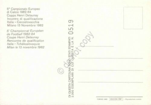 Cartolina calcio Campionato Europeo Coppa Delaunay Italia Cecoslovacchia 1982 | Immagine Gallery 2
