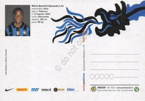 Cartolina calcio Mario Balotelli Inter | Immagine Gallery 2