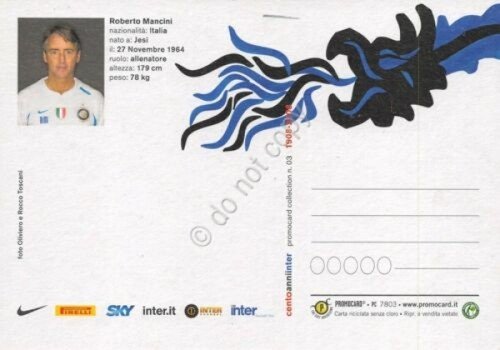 Cartolina calcio Roberto Mancini Inter | Immagine Gallery 2