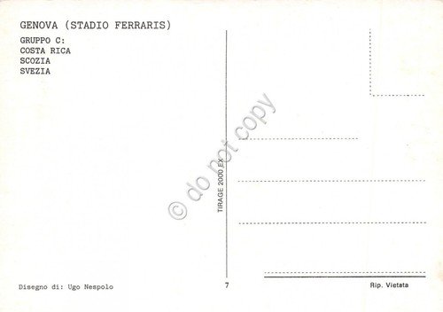 Cartolina Calcio World Cup 90 Genova Stadio Ferraris Gruppo C | Immagine Gallery 2