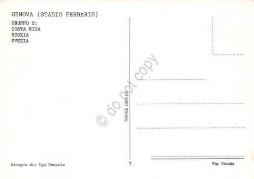 Cartolina Calcio World Cup 90 Genova Stadio Ferraris Gruppo C