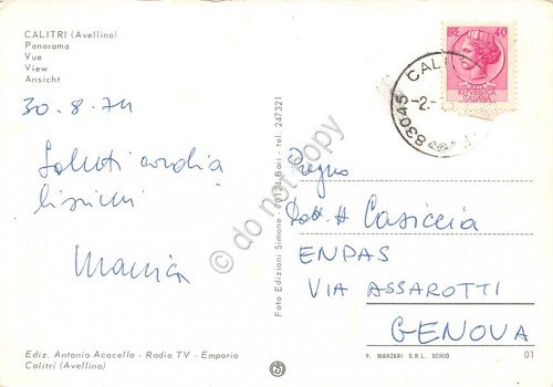 Cartolina Calitri Avellino Panorama 1974