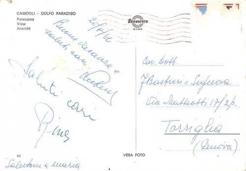 Cartolina Camogli Golfo Paradiso Panorama e Spiaggia