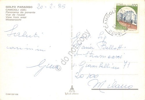 Cartolina Camogli panorama da ponente paese porto 1985 | Immagine Gallery 2