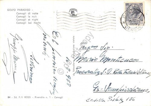 Cartolina Camogli Panorama notturno 1958 | Immagine Gallery 2