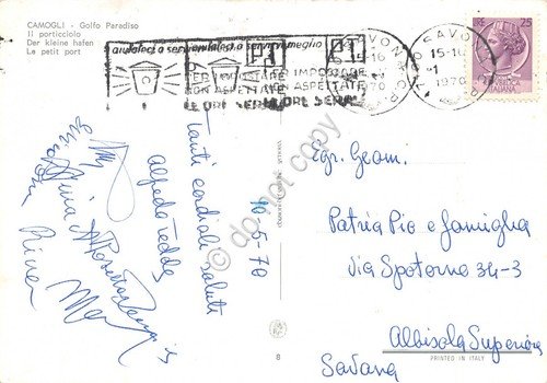 Cartolina Camogli porticciolo Timbro PT 1970 (Genova) | Immagine Gallery 2