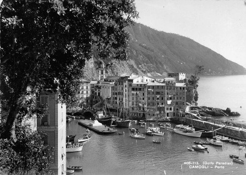 Cartolina Camogli porto barche 1955