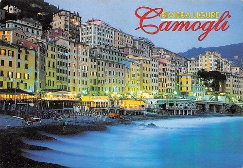 Cartolina Camogli veduta dal mare Bagni Lido case 2008