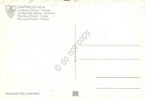Cartolina Campione d'Italia Nuova Chiesa Interno