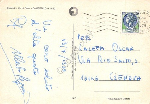Cartolina Campitello Val di Fassa Dolomiti panorama 1979 (Trento) | Immagine Gallery 2