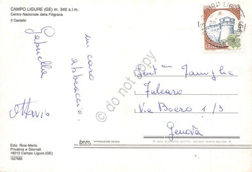 Cartolina Campo Ligure Castello 1988