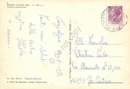 Cartolina Campo Ligure panorama parziale 1971 | Immagine Gallery 2
