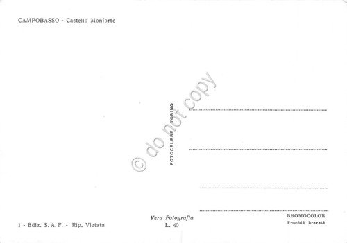 Cartolina Campobasso Castello Monforte anni '60
