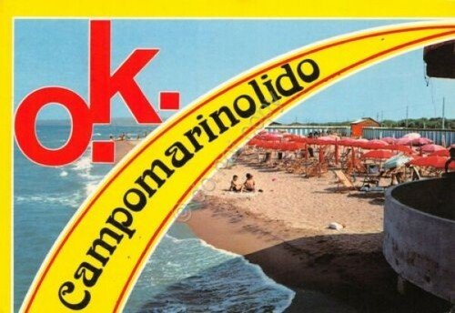 Cartolina Campomarino Lido spiaggia grafica OK (Taranto)