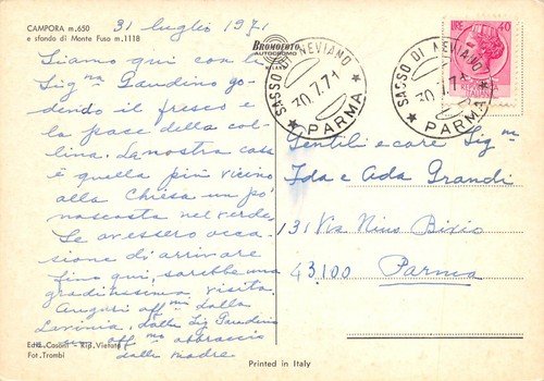 Cartolina Campora Panorama e Monte Fuso 1971